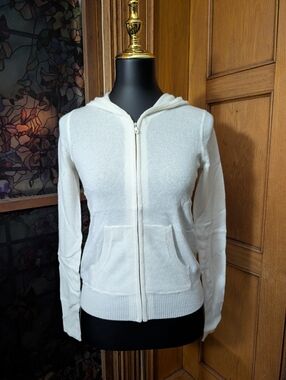 NWT J. Crew White Full Zip Cashmere Hoodie